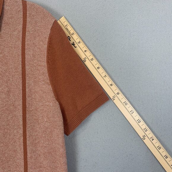 Abercrombie & Fitch Men’s Knit Polo Shirt Medium Retro Button Up Rust Brown Tan - Picture 7 of 7